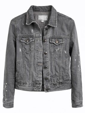 Old Navy Gray Distressed Denim Jacket
